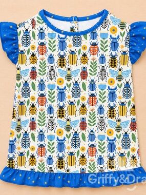 Griffy & Drake Dog Ruffle Shirt "Just Buggin Around"